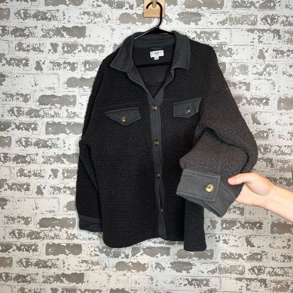 Aerie | women black sherpa button down jacket - Picture 7 of 10